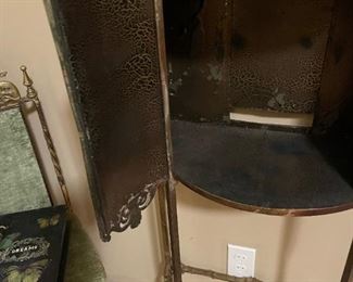 Oscar Brun Bach Attributed Figural Bronze Marble Top Telephone Hall Stand with Chair