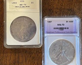 1993 and 1987 American Eagles - MS70