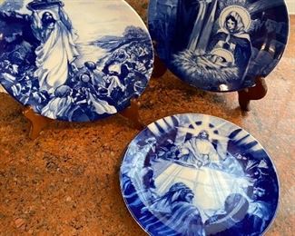 Gorgeous blue and white Christmas Nativity plates crafted for Avon