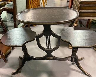 Unique music stand lamp table/ plant stand . Black with gold trim.