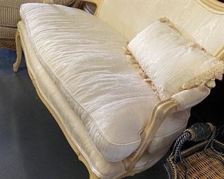 Unique Princess boudoir sattee  .Cream textured fabric with matching throw pillow.