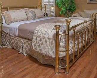 Beautiful brass KING bed with full head and foot board. Mattress available also.