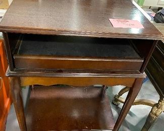 Cherry computer table with slide out keyboard tray. Bottom shelf 34” x24” x16”
