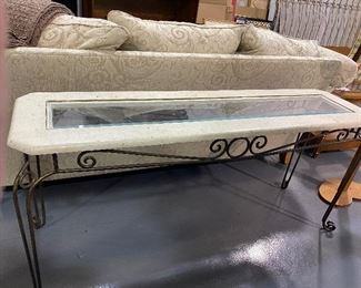 Sofa back table or hallway table . Faux marble with beveled glass top