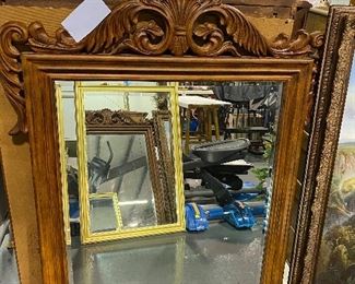 Solid wood ornate framed mirror. Honey maple. 38” x 50”. More lamps avilable