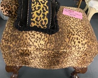 Boudoir Leopard ottoman with toss pillows
