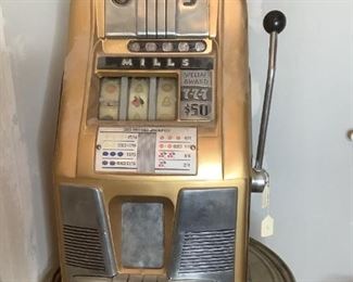 Mills Nickel Slot Machine
Mills Slot Machine for nickels. Circa 1935. According to owner works perfectly & valued at $1600. Key included. H27" x W16" x D16"