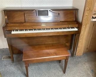 Baldwin Piano
Baldwin piano, H40" x W58" x D24" and bench, H18" x W30" x D14". Scuffing & scratching on both. Keys all appear to work, unknown when last tuned.