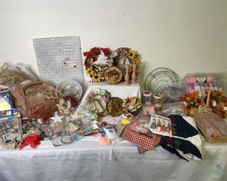 Crafts for Days
Large lot of crafting supplies including: glitter wood balls/sticks, wreaths, material/cloth pieces and patterns, foam squares, beads and jewelry pieces, mirrored squares, and much much more.