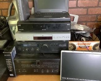 Computer, Stereo, DVD Equipment
Several items including a Dell computer with monitor, various speakers, Dish DVR, GE, DVD player, Yamaha and Onkyo stereo equipment and more