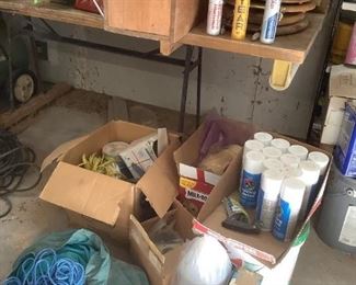 Plumbing Home Care
Caulk & caulking guns, approximately five (5) wooden toilet set sets, approximately (12) new cans of white spray paint, piping pieces, wood plumbers work box, rope, tubing, etc. See photos for sampling