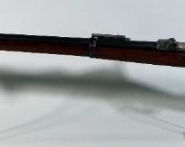 US Springfield US Model 1878 Trapdoor 45-70 Cal Rifle SN# 345778, With Bayonet And Leather US Badge, Cartouches On Stock

