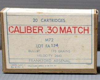 Frankford And Lake City Arsenal .30 Match Ammo, Approx 60 Rds, Local Pickup Only
