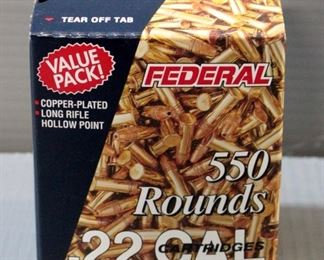 Federal .22 LR HP Ammo, Approx 550 Rds, Local Pickup Only
