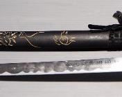 Katana Sword, 26" Blade, Dragon Carved Into Wood Scabbard, Possibly Companion Piece To Lot 812
