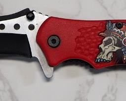 Folding Knives With Relief Skull Images, 1 Is Snake Eye Brand, 3.25" Blades
