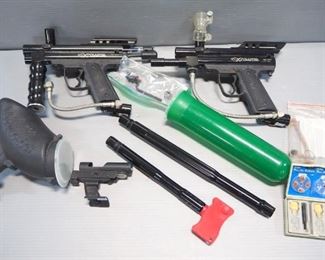 PMI Piranha Paintball Guns, Qty 2, And Parts, And Hearing Protection/Aid
