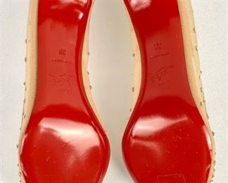 Christian Louboutin Crystal Embellished Gold Mesh & Leather "Follies Strass" Heels - Size 39 - Like New Made in Italy 