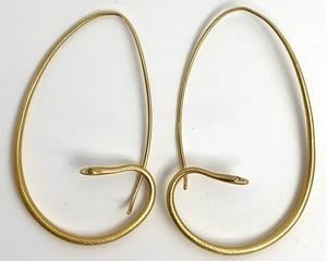 18k Gold Gabriella Kiss Large Snake Hoop Earrings with .02 Carat Diamond Eyes
