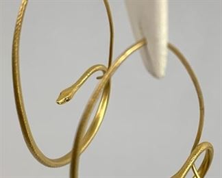 18K Gold Gabriella Kiss Large Snake Hoop Earrings With .02 Carat Diamond Eyes