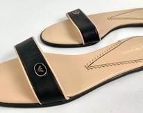 Emporio Armani Women's Leather Ultra-Slide Flat Black Sandals - Size 40