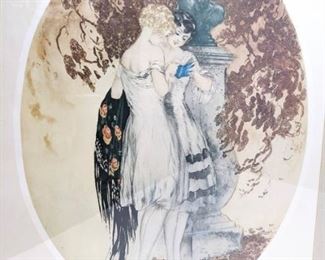 "LOOK" Regarde - A Louis Icart Midcentury Lithograph in Gorgeous Gold Wood Frame