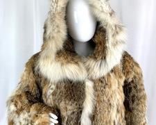Luxurious Lynx Fur Coat with Ample Fur-Lined Hood - Size XXXL - w/ Gloves- Made in Greece