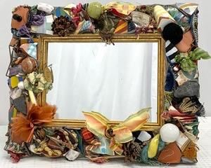 MacKenzie Childs Vintage Potshard/ Pottery Shard Mosaic Mirror - 11' x 9" - RARE