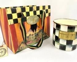 MacKenzie-Childs Courtly Check Enamel 4.75" Tall Vessel w/ Gift Bag