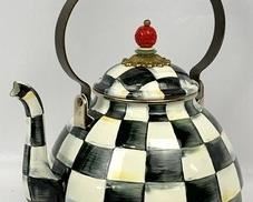 MacKenzie-Childs Courtly Check 3 Quart Enamel Tea Kettle