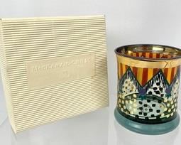 MacKenzie-Childs Handblown, Hand-Painted Circus Pennant Tumbler and Gift Bag