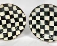 Two MacKenzie-Childs Courtly Check 10.25" Enamel Dinner Plates