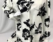Hobbs of London White/Black Print Canvas Knee-Length Swing Coat - Size 12
