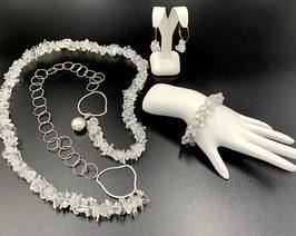 Polished Glass Chip Necklace, Bracelet and Matching Earrings