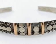 Vintage Sterling & Copper Native American Cuff Bracelet