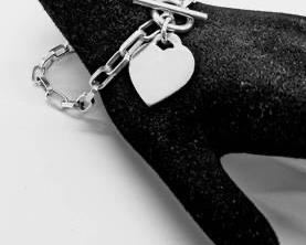 Vintage Sterling Silver Toggle Heart Tag Bracelet