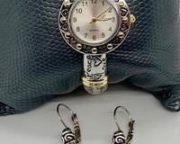 Brighton - Hinged Bangle Watch (Like New) and Heart Earrings
