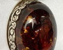 Large Baltic Amber Cabochon Pendant Set in Sterling Silver