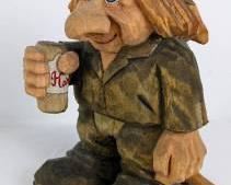 Whimsical Hamm's Beer Wooden Troll - Hand Carved, Signed, Painted by Roger Beane