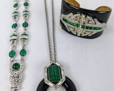 Green with Envy! Three-Piece Art Deco Jewelry Lot: - Kenneth Jay Lane & More!