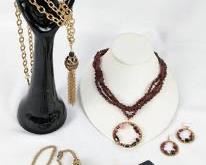 Jewelry Lot - Necklace/Earrings Set, 2 Tassel Necklaces, and 2 NWT Bracelets