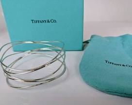 Tiffany & Co. Sterling Elsa Peretti "Wave 5-Row Bangle" Bracelet, with Box and Pouch