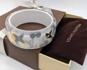 Louis Vuitton Wide White Farandole Inclusion Bangle with Dust Pouch, Box