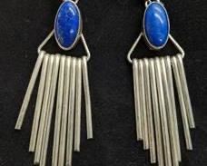 Dangling Native American Sterling Silver and Lapis Lazuli Earrings