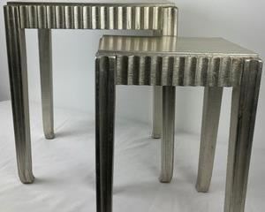 Pair of Painted Silver Wood Nesting Side Tables- The Bombay Company
