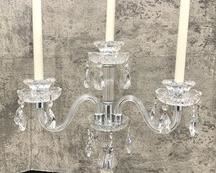 Vintage Crystal Chandelier Style Candelabra with White Tapers