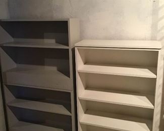 58inx35in X10in Stackable Grey Wood Shelves and 48inx30inx12in White Wood Shelf