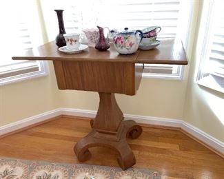 Carved Wood Drop Leaf Side Table and Pretty Accessories