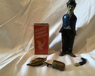 Charlie Chaplin Wind Up Toy and Victory Canary Songsters