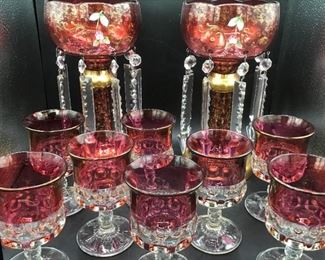Cranberry Glass and Crystal Set